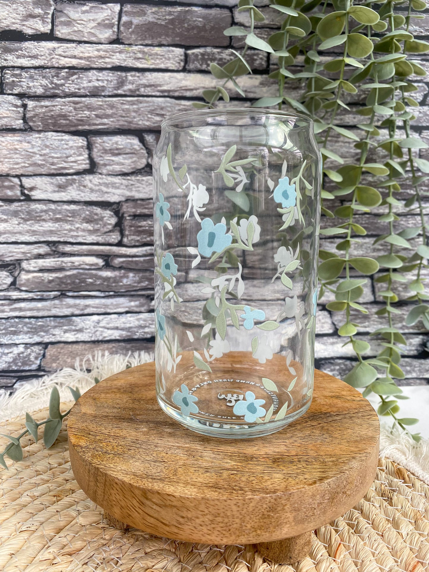 Blue Flowers | Glass Can