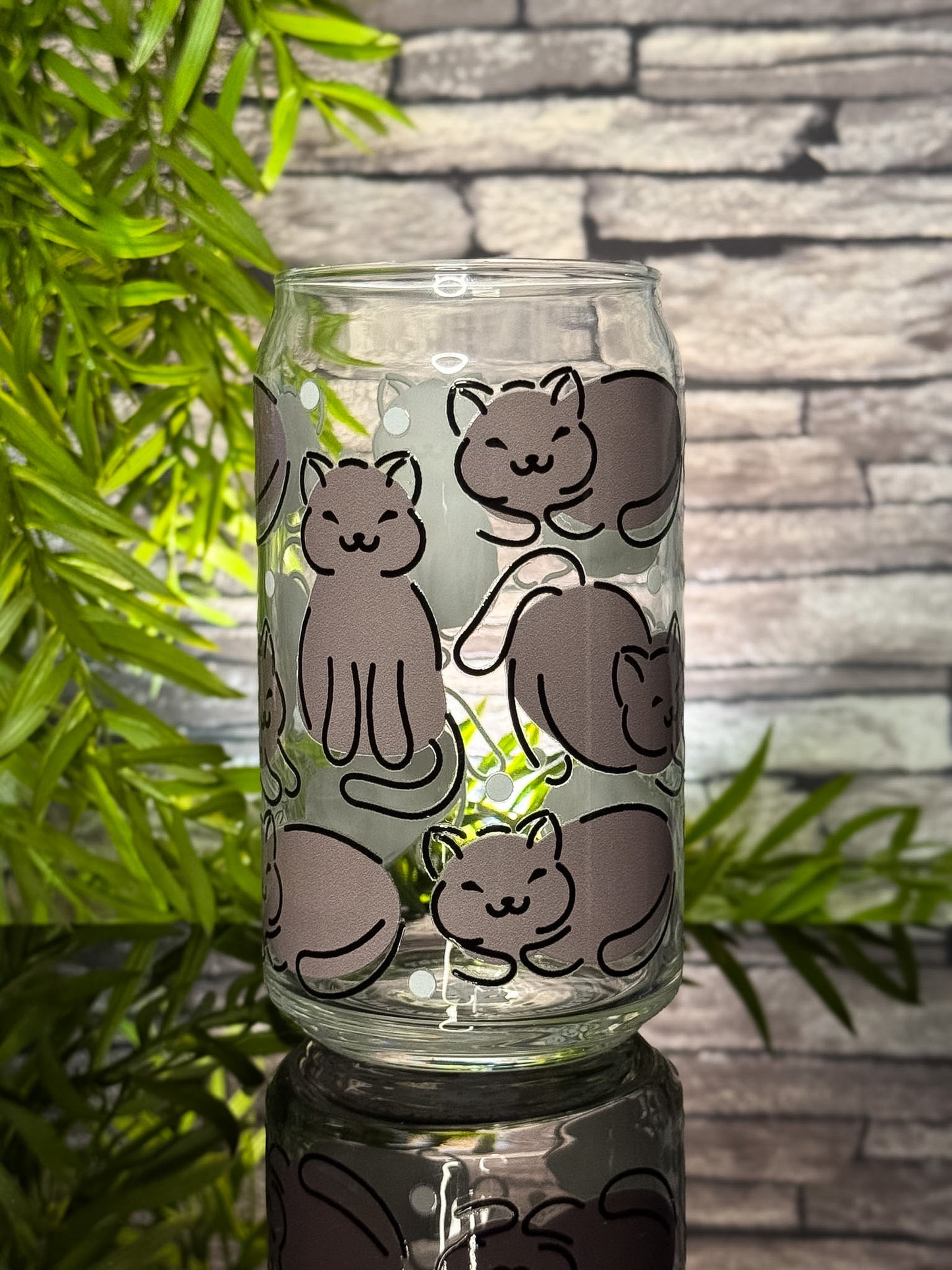 Cats Gray | Glass Can