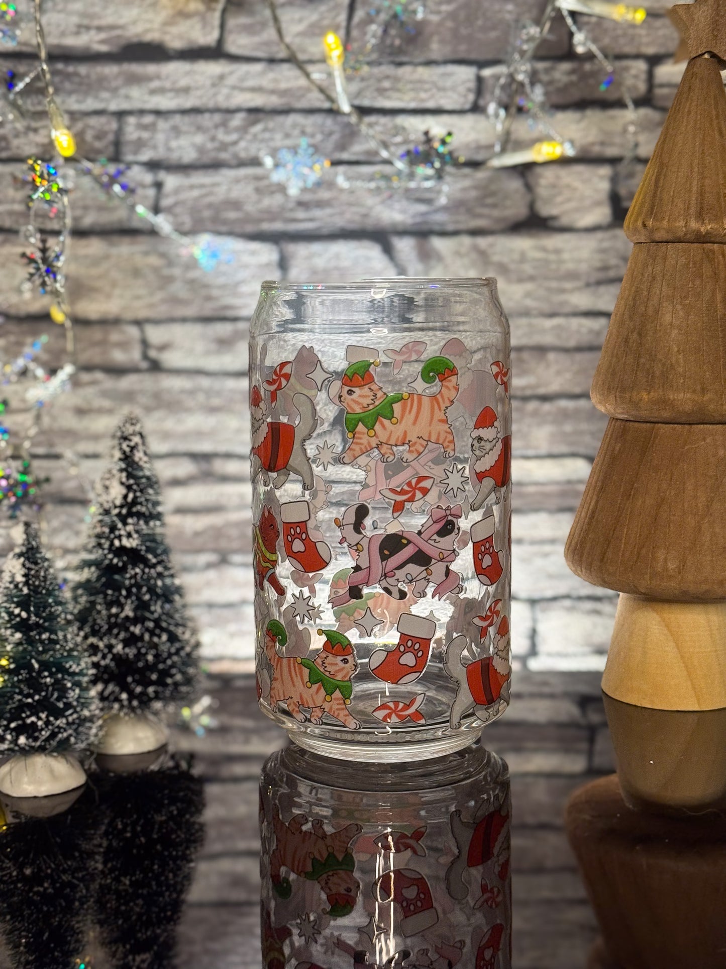 Christmas Cats | Glass Can