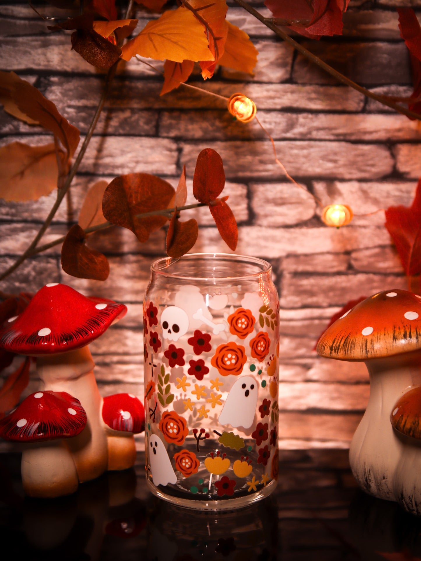 Floral Halloween | Glass Can