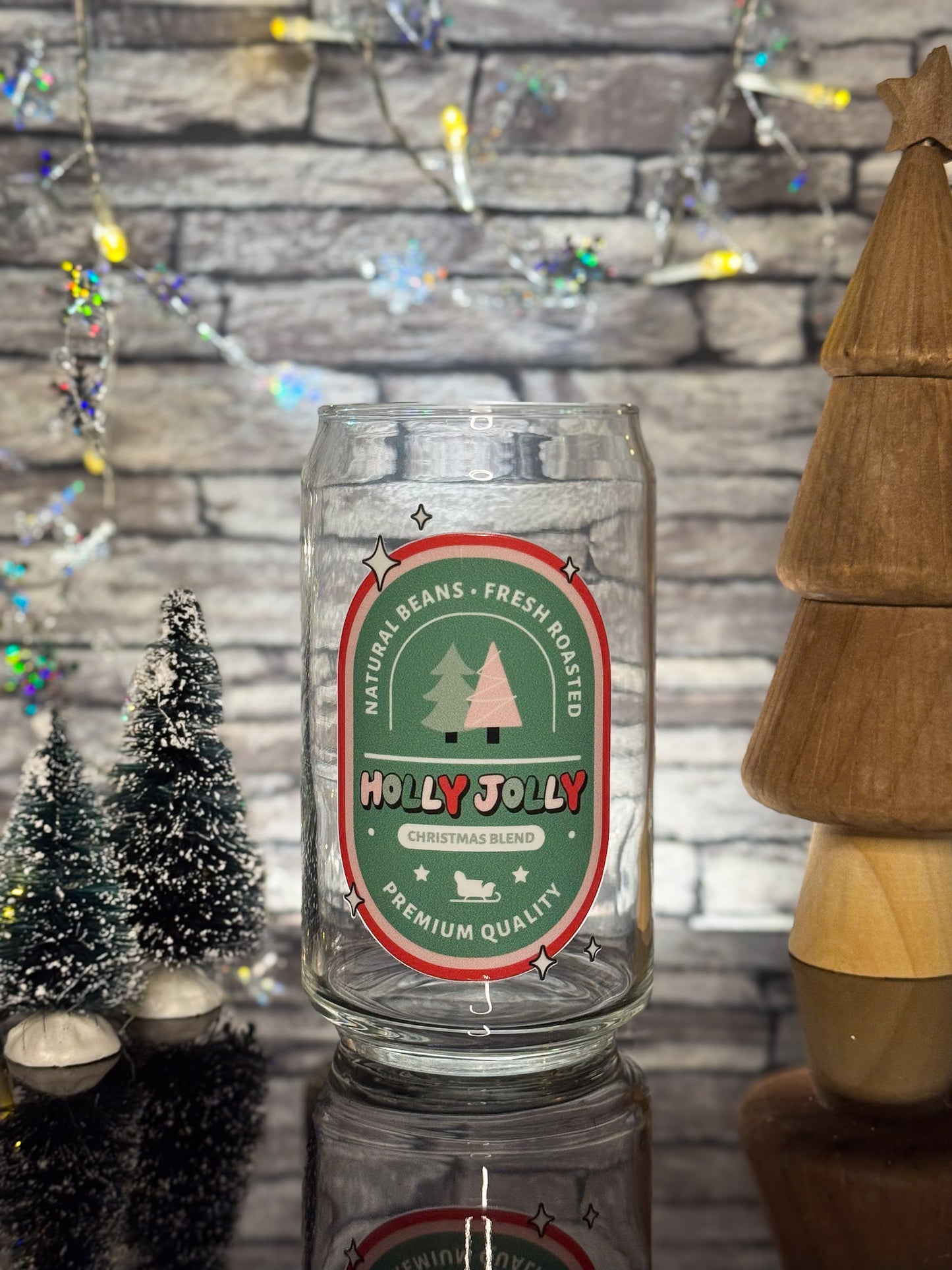 Holly Jolly Trees | Glass Can