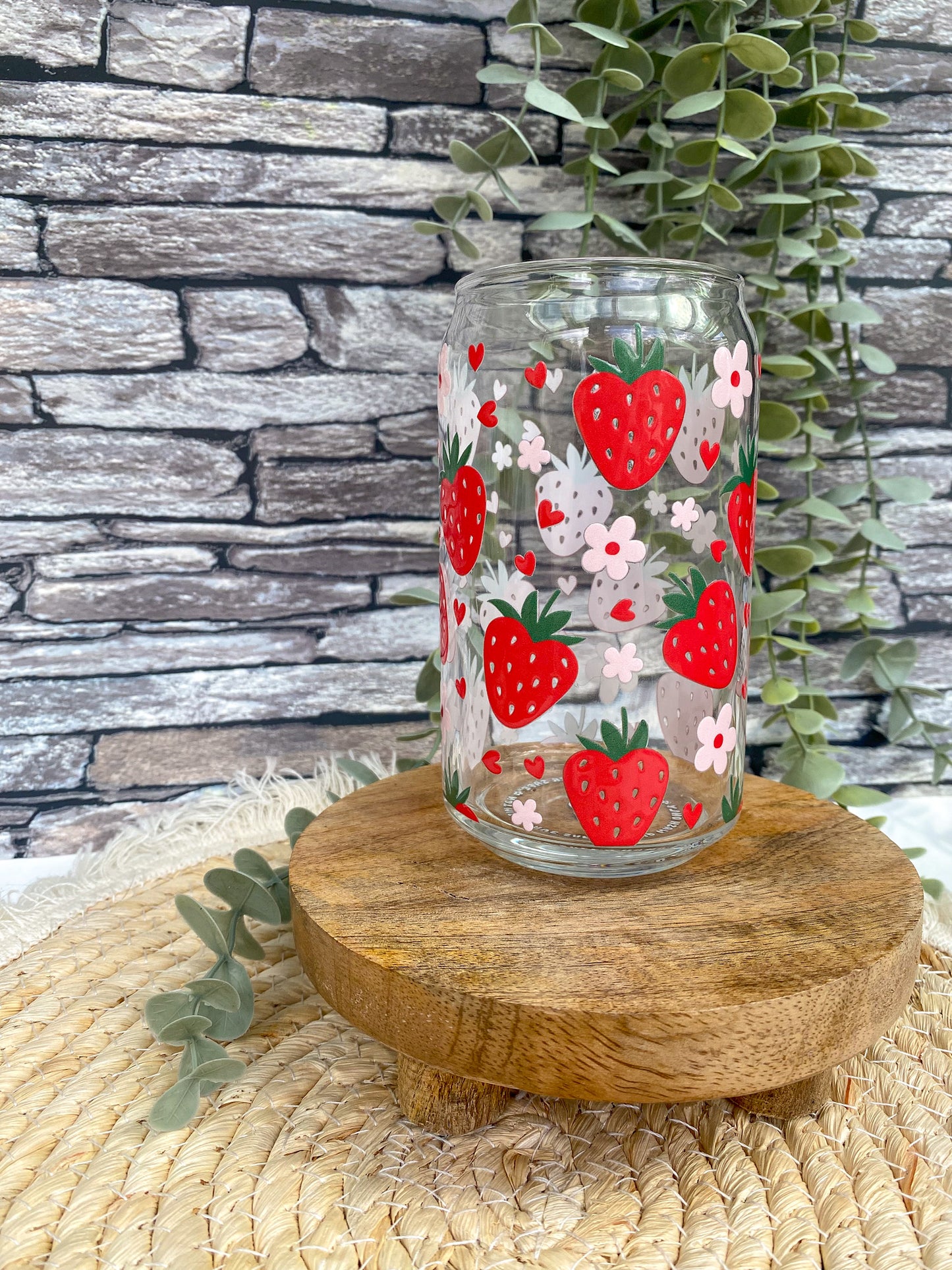 Strawberry Hearts | Glass Can