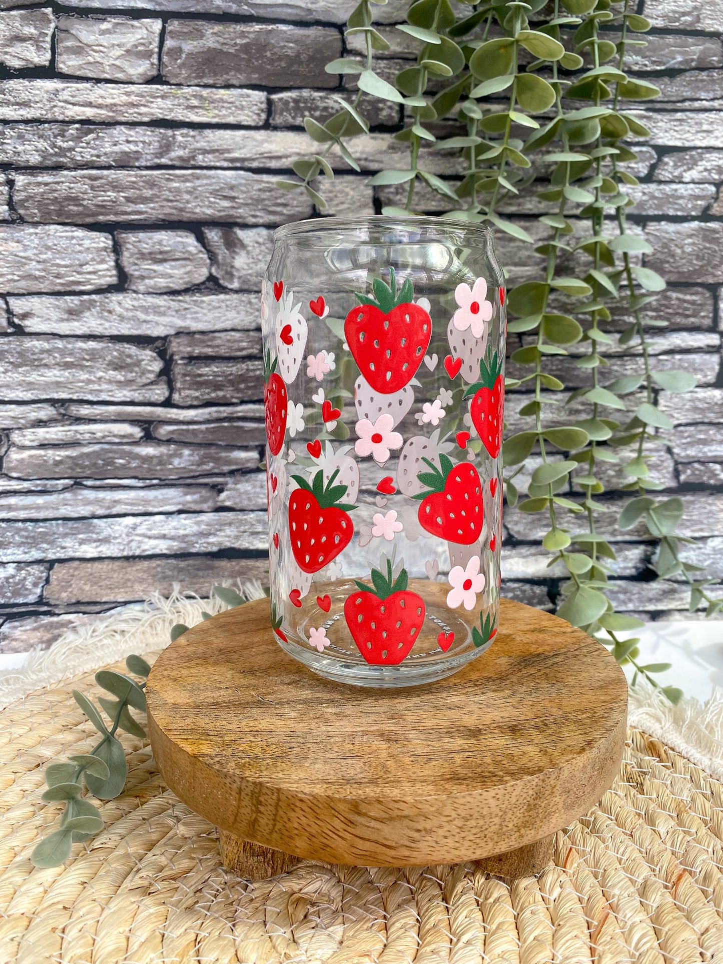 Strawberry Hearts | Glass Can