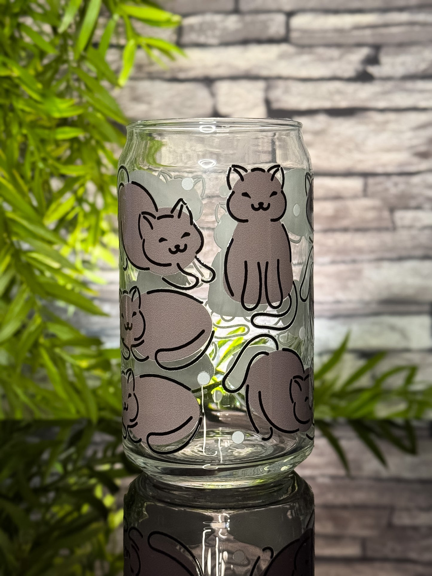 Cats Gray | Glass Can