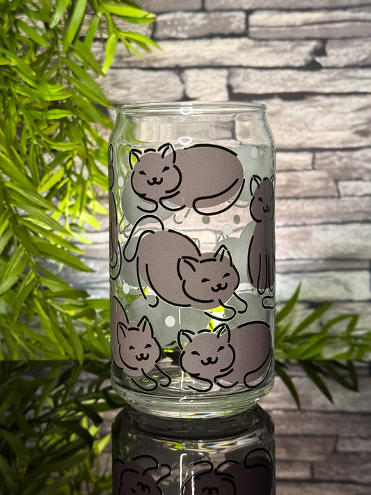 Cats Gray | Glass Can