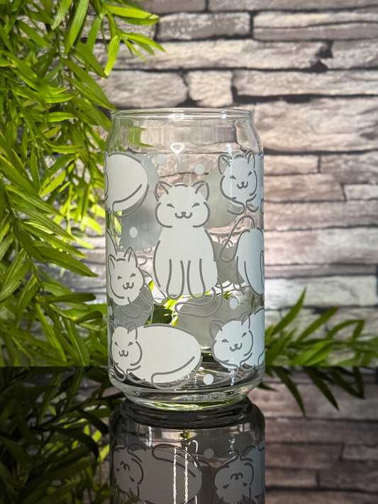 Cats White | Glass Can