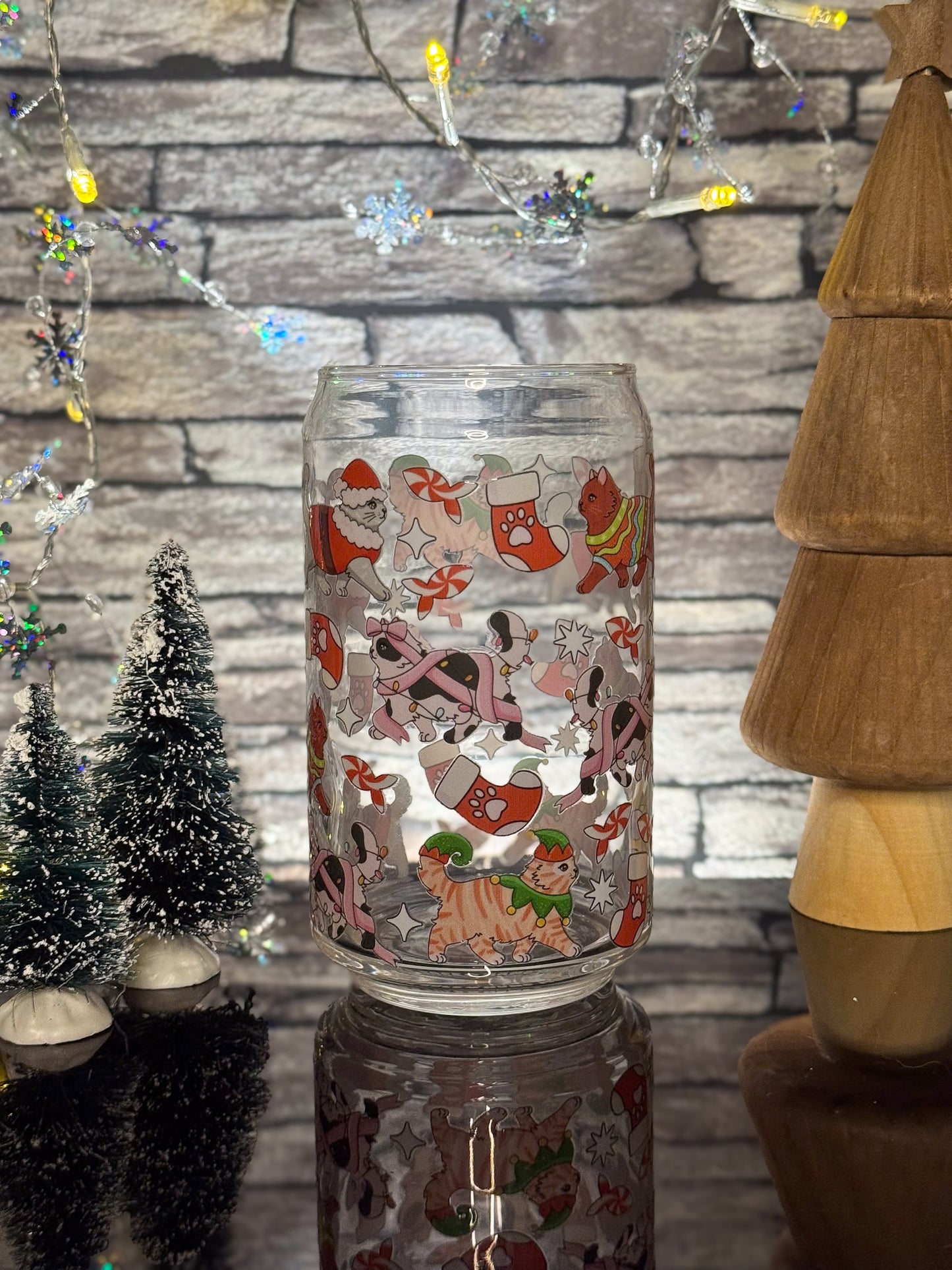 Christmas Cats | Glass Can