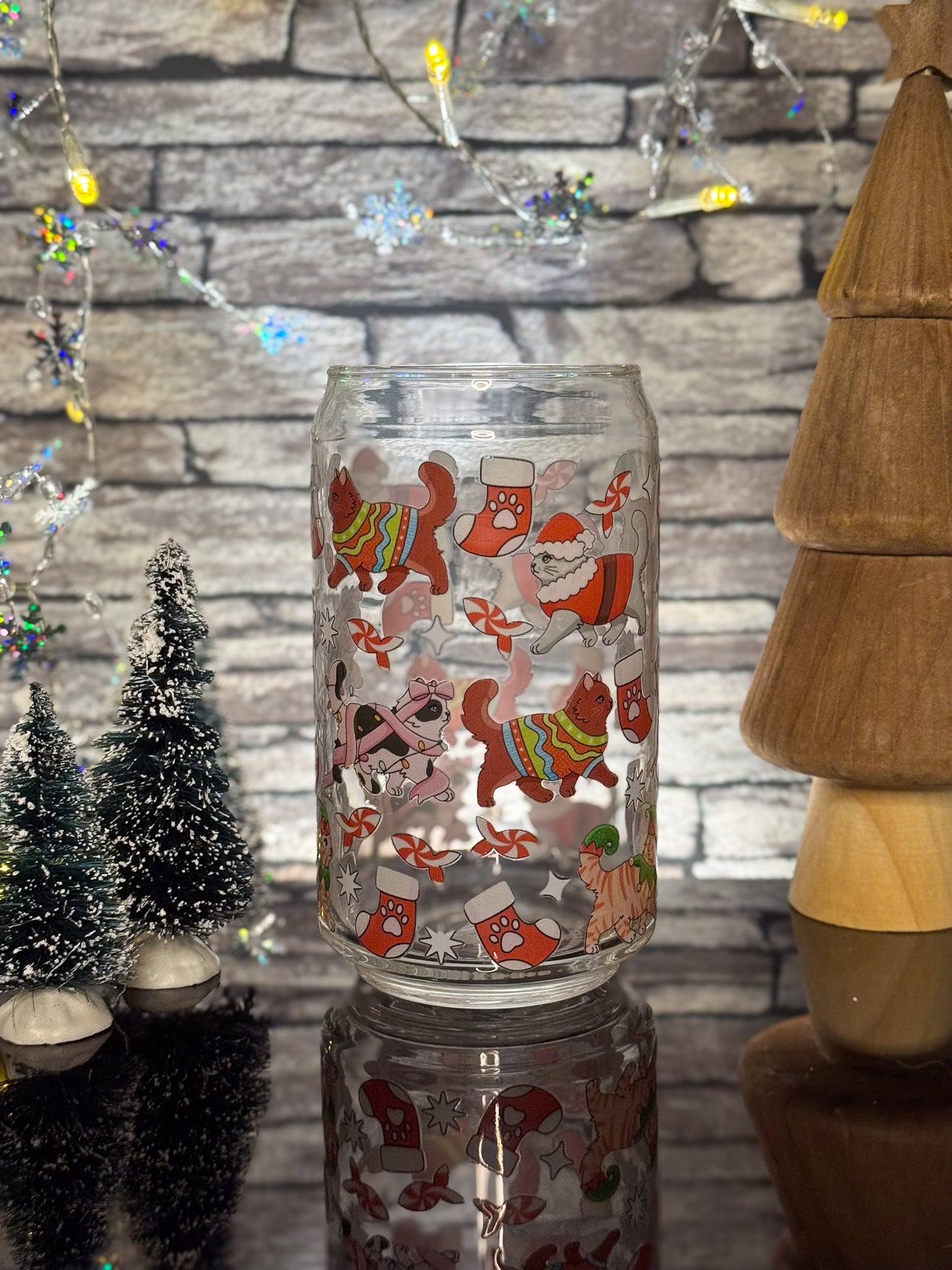 Christmas Cats | Glass Can