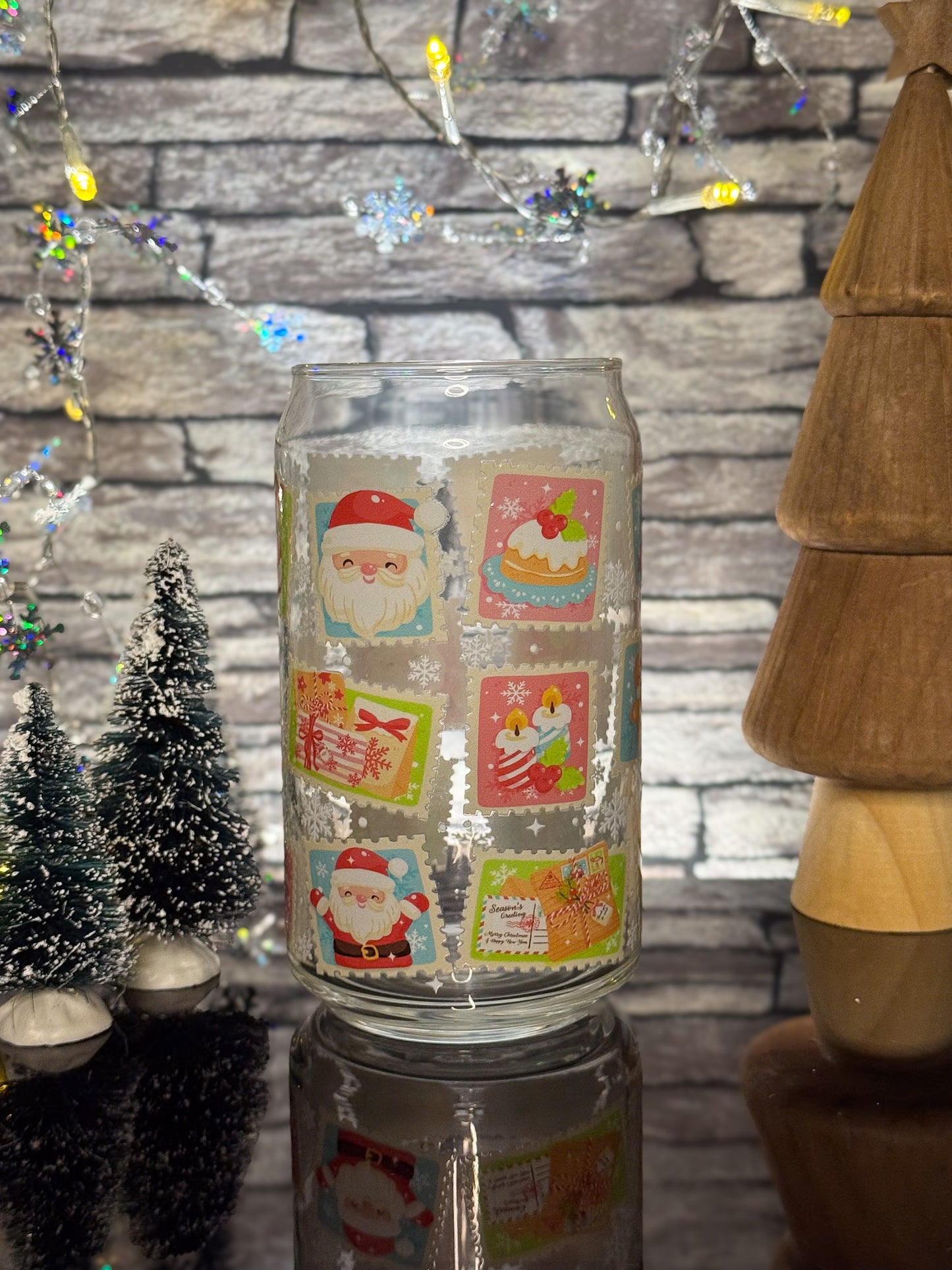 Christmas Stamps | Glass Can