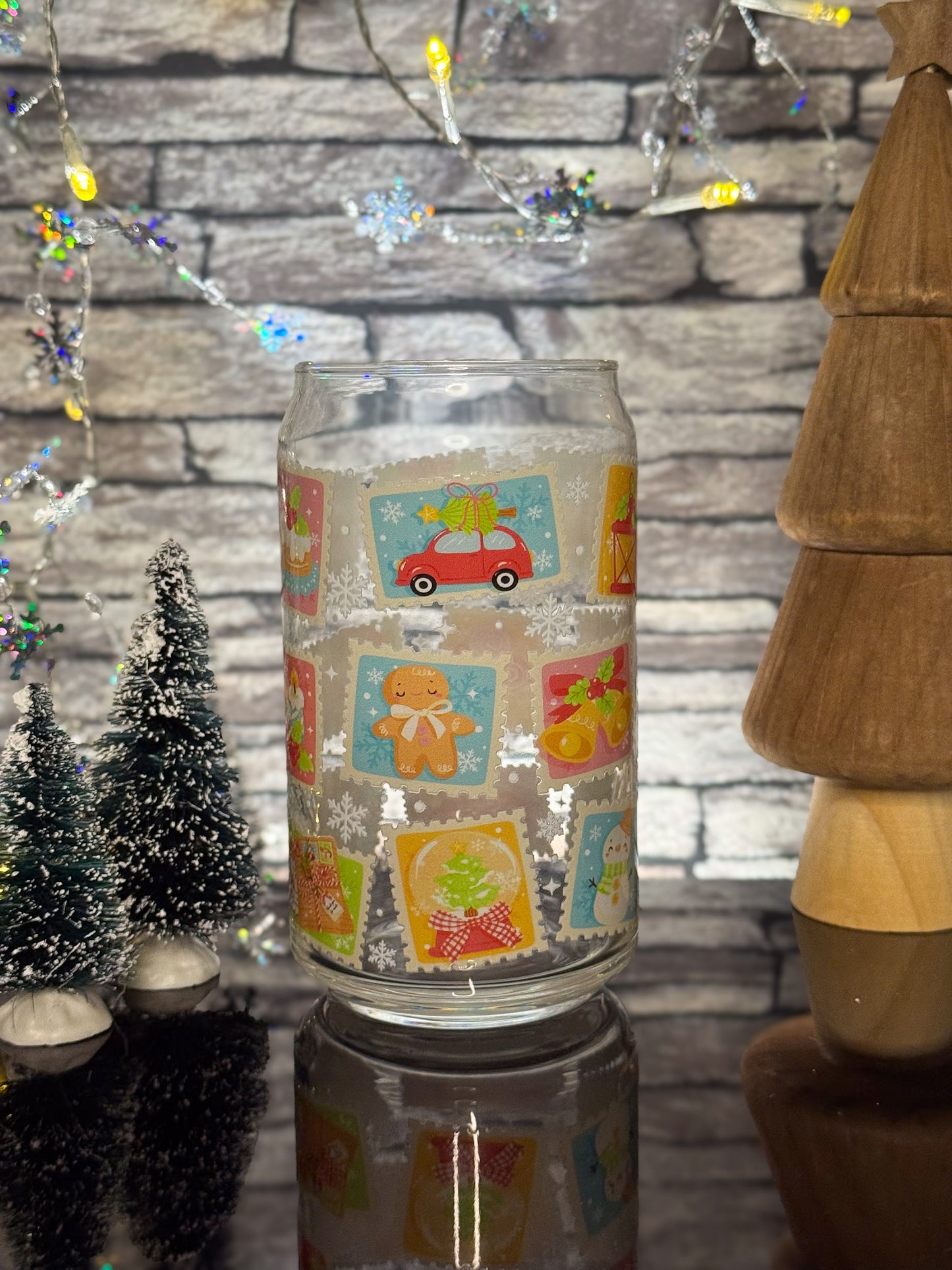 Christmas Stamps | Glass Can
