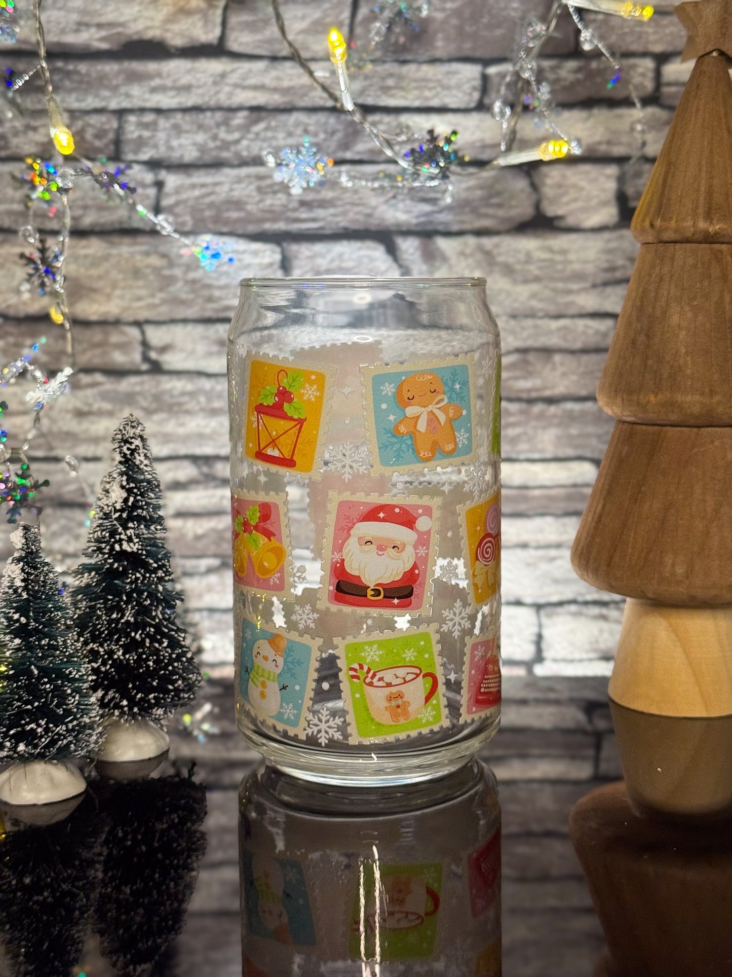 Christmas Stamps | Glass Can