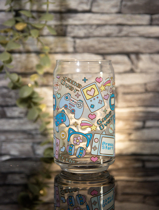 Cute Gaming Blue | Glass Can