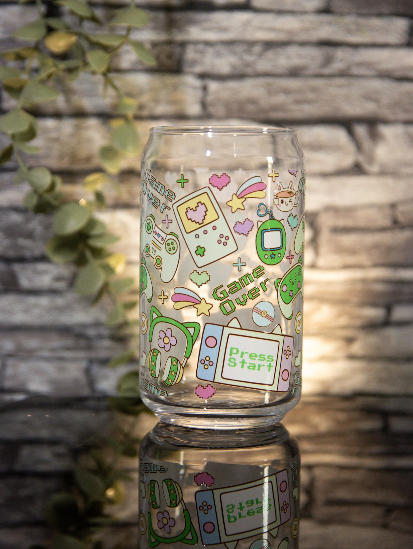 Cute Gaming Green | Glass Can