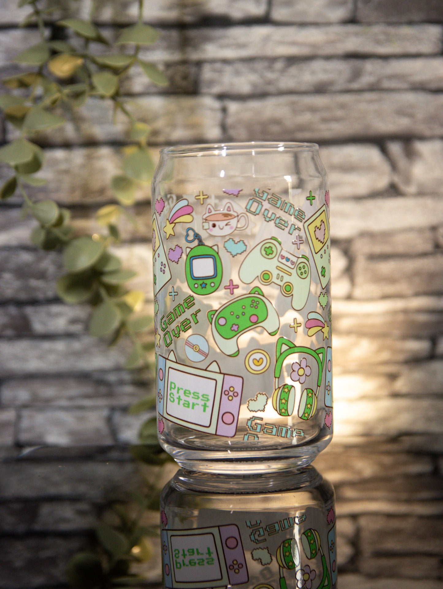 Cute Gaming Green | Glass Can