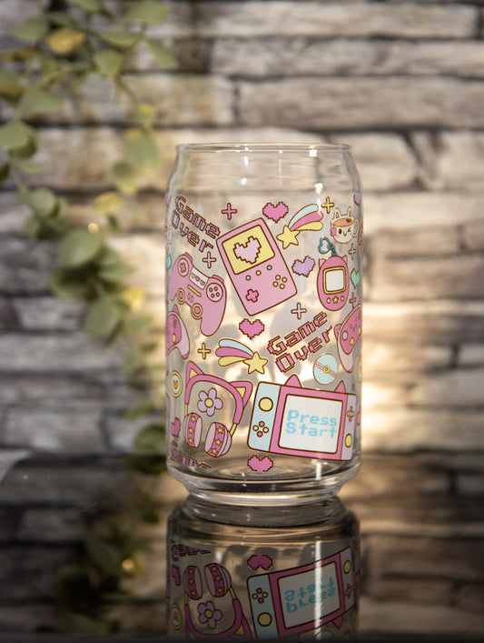 Cute Gaming Pink | Glass Can