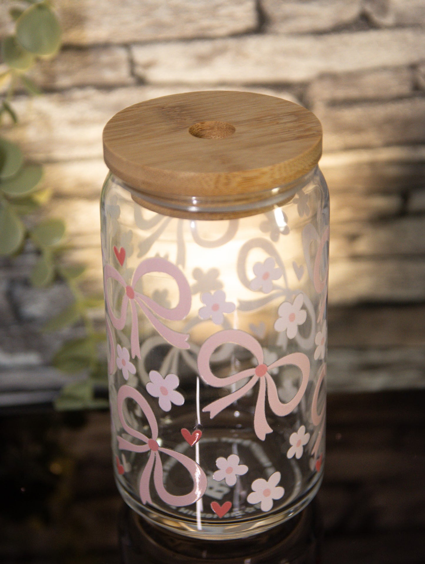 Glass Cup Lid Bamboo