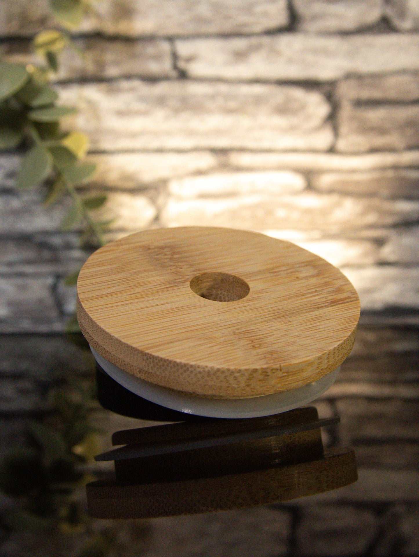 Glass Cup Lid Bamboo