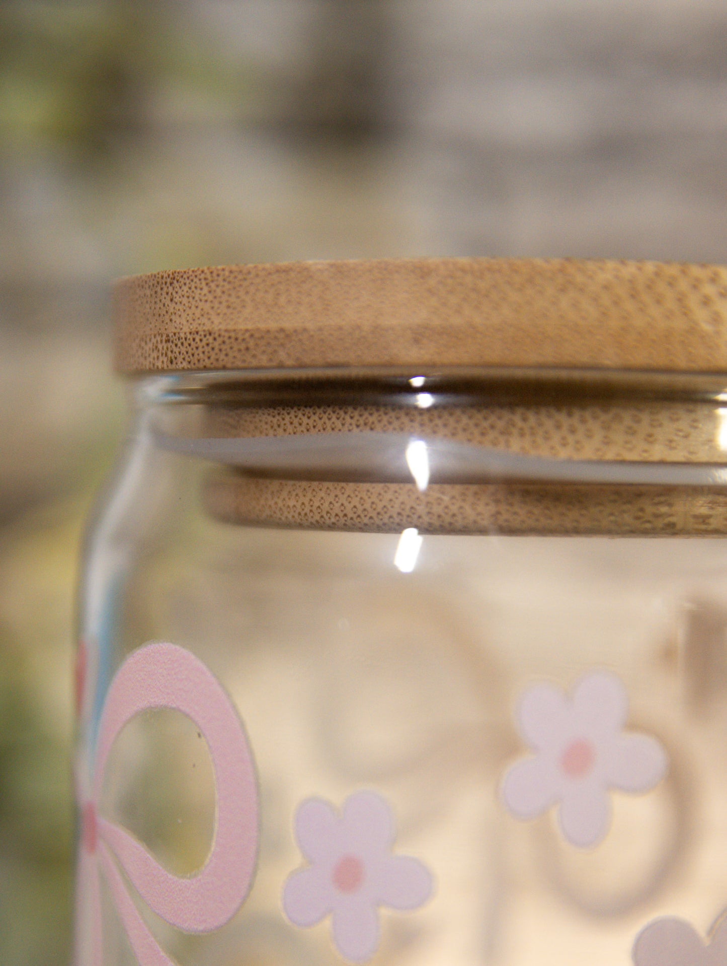 Glass Cup Lid Bamboo