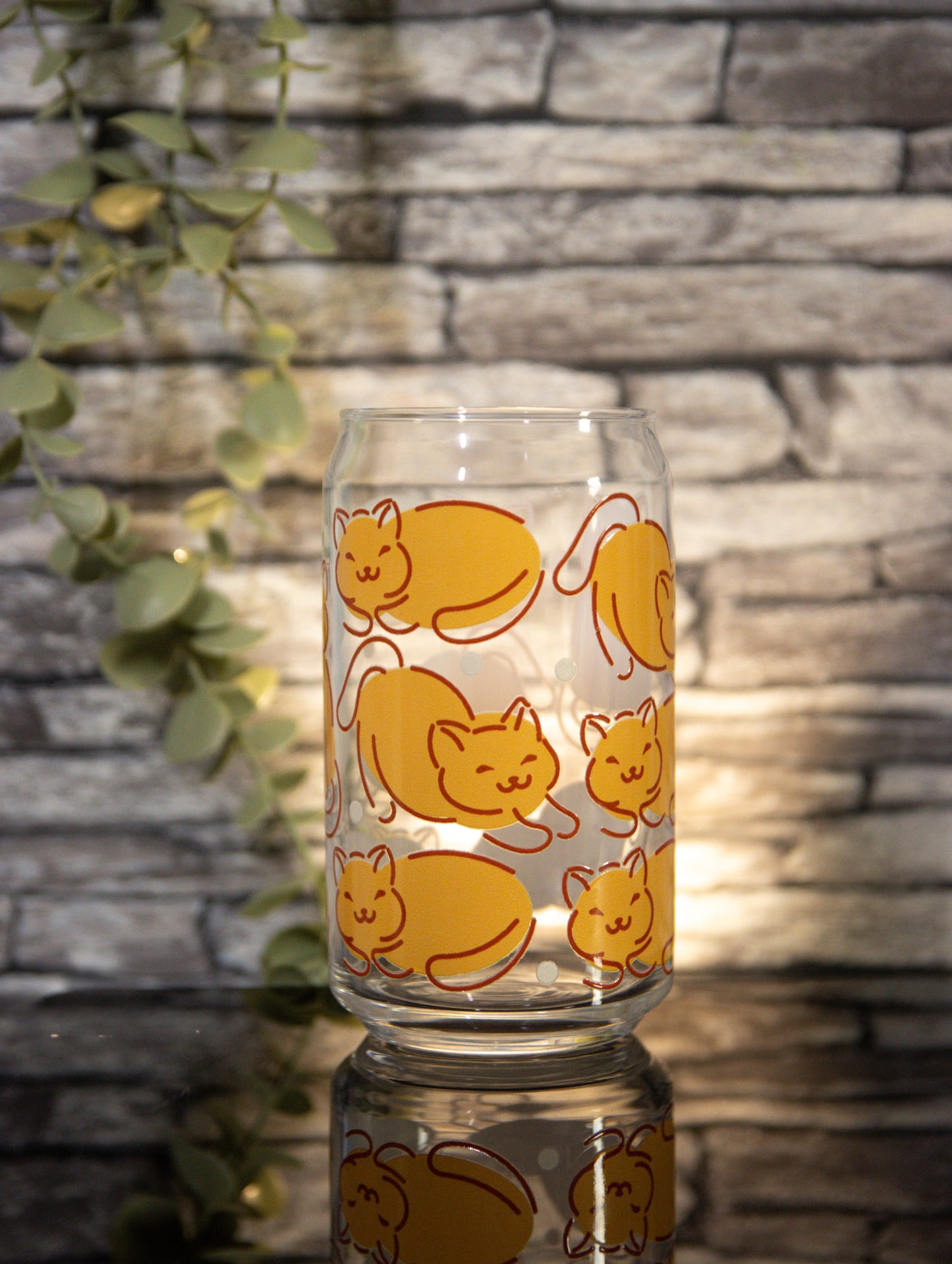 Cats Orange | Glass Can